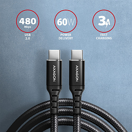 AXAGON Data and charging cable, 2 m | BUCM-CM20AB | USB Type C to USB Type C - 2