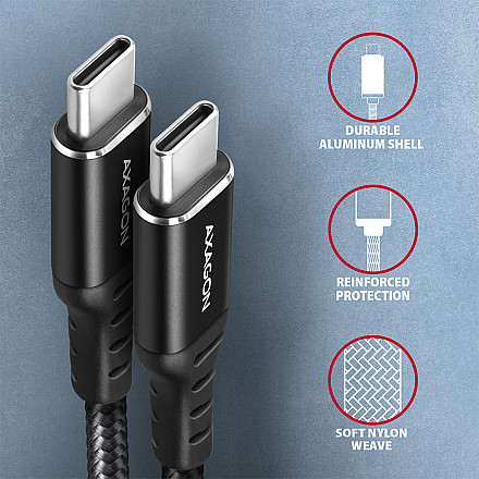 AXAGON Data and charging cable, 2 m | BUCM-CM20AB | USB Type C to USB Type C - 3