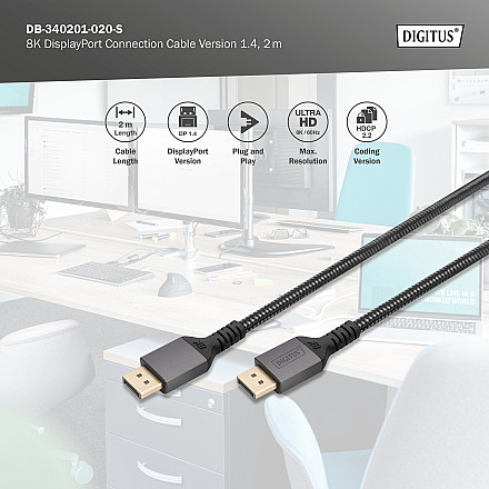 Digitus Connection Cable | DB-340201-020-S | DisplayPort to DisplayPort - 5