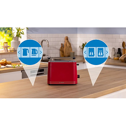 Bosch Compact Toaster | TAT3M124 MyMoment | Number of slots 2 | Housing material Plastic | Red - 3