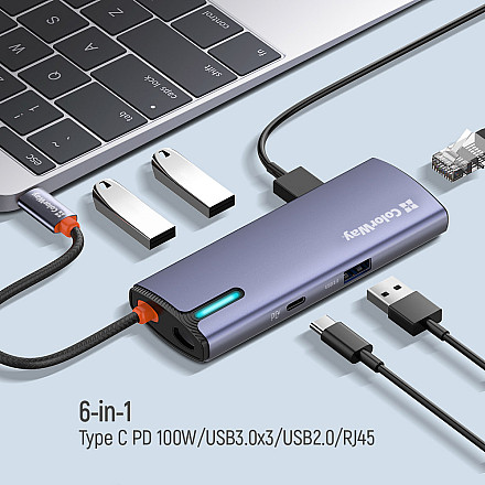ColorWay 6-in-1 Docking Station | CW-HUB03 | 100 W - 9