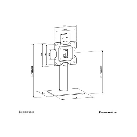 Neomounts DS45-430BL12 TV stand 1 screen - 23-43" - 0-40 kg - VESA 100x100-200x200 - height adjustment 10 cm - 70° swivel - black | Neomounts - 15