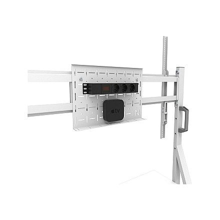 Neomounts MOVE Go FL50-525WH1 TV trolley - 55-86" - max 76 kg - manual h 106-136 cm - VESA 100x100-900x600 - incl. hardware shelf - lockable - 11