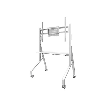 Neomounts MOVE Go FL50-525WH1 TV trolley - 55-86" - max 76 kg - manual h 106-136 cm - VESA 100x100-900x600 - incl. hardware shelf - lockable - 4