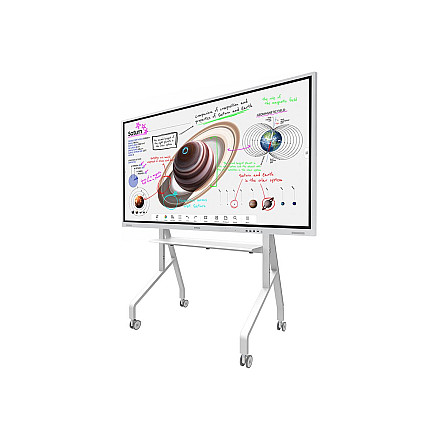 Neomounts MOVE Go FL50-525WH1 TV trolley - 55-86" - max 76 kg - manual h 106-136 cm - VESA 100x100-900x600 - incl. hardware shelf - lockable - 2