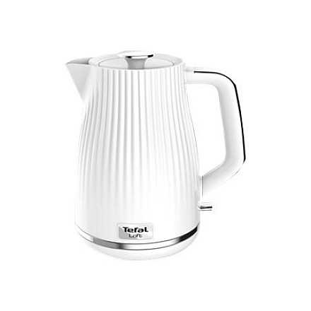Czajnik elektryczny TEFAL KO250130 o mocy 2400 W i pojemności 1.7 L - plastikowy, biały kociołek z obrotową podstawą 360°. - 3