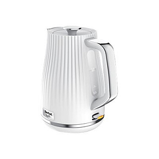Czajnik elektryczny TEFAL KO250130 o mocy 2400 W i pojemności 1.7 L - plastikowy, biały kociołek z obrotową podstawą 360°.