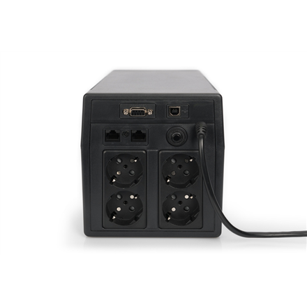 Digitus | Line-Interactive UPS | Line-Interactive UPS DN-170074, 1000VA, 600W, 2x akumulator 12V/7Ah, 4x gniazdo CEE 7/7, 2x RJ45, 1x USB 2.0 typ B, 1x RS232, LCD, symulowana fala sinusoidalna, 338x15 - 4