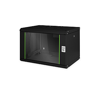 Digitus | Szafka wisząca | DN-19 07-U-SW | Czarny | Stopień ochrony IP: IP20; Drzwi przednie: Drzwi szklane, otwierane pojedynczo; Typ szafy: Szafka wisząca; Głębokość montażu min.-maks.: 30