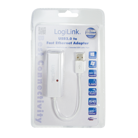 Адаптер мережевий Logilink | Fast Ethernet | USB 2.0 | Gwarancja 24 місяцьe - 2
