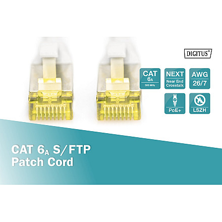 Digitus | CAT 6a | Kabel krosowy | Skrętka ekranowana (SFTP) | Męski | RJ-45 | Męski | RJ-45 | Szary | 1 m - 4
