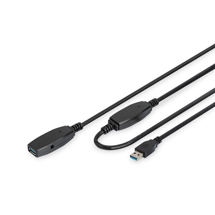 Digitus | Przedłużacz USB | Żeńskie | 9-pinowe USB typu A | Męskie | Czarne | 9-pinowe USB typu A | 10 m - 1