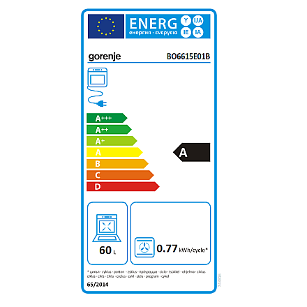 Gorenje Oven | BO6615E01B | 60 L | Electric | EnamelClean | Push pull buttons | Height 59.5 cm | Width 59.5 cm | Stainless steel - 9