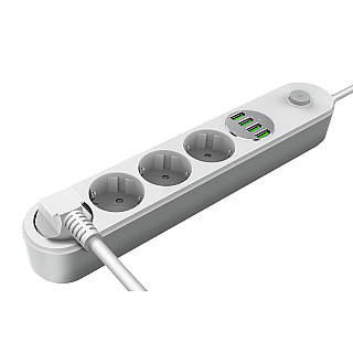 ColorWay CW-CHE44W Gniazdo zasilania 4 wtyki / 4USB, білий, 2m