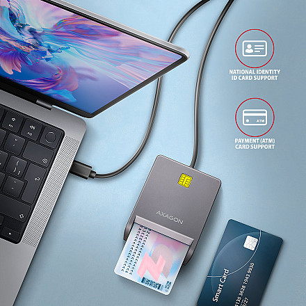 AXAGON CRE-SM3TC USB-C Czytnik kart inteligentnych/kart identyfikacyjnych, kabel 1,2 m | AXAGON - 3