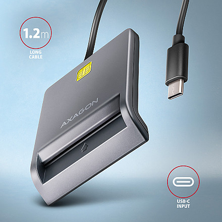 AXAGON CRE-SM3TC USB-C Czytnik kart inteligentnych/kart identyfikacyjnych, kabel 1,2 m | AXAGON - 4