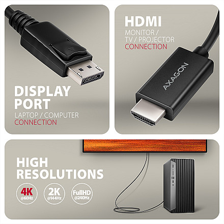 AXAGON RVD-HI20C2 Кабель DisplayPort -> HDMI 2.0b 1,8 m, 4K/60Hz | AXAGON - 5