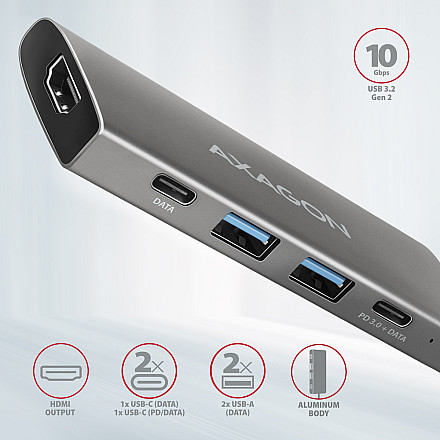 Hub Axagon HMC-5G21 USB-C 10Gbps SPEEDSTER 5w1 - 3