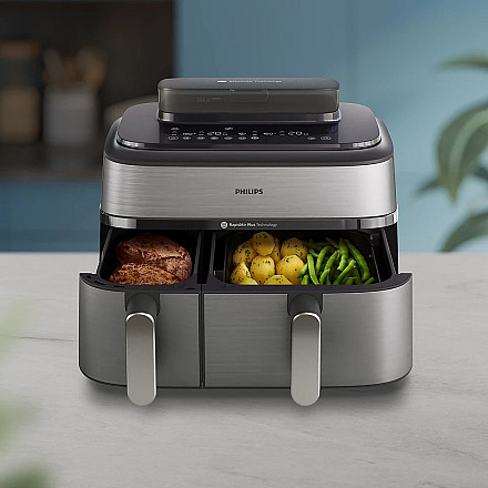 Philips NA555/09 Airfryer з podwójnym koszem та з функцією pary, серія 5000, 9 l, stal nierdzewna/чорний - 5