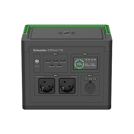 Przenośna stacja zasilająca APC OffGrid 730, litowo-jonowa 738 Wh, LCD, 2 gniazda CEE 7/3 Schuko, Sinewave, 3 USB-A, 2 USB-C, ładowarka bezprzewodowa - 1