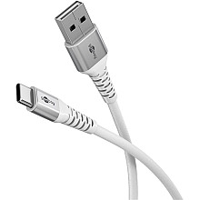Goobay USB-кабель-C для USB-A Supersoft Textile з metalowymi wtyczkami, 2 m, білий | Goobay