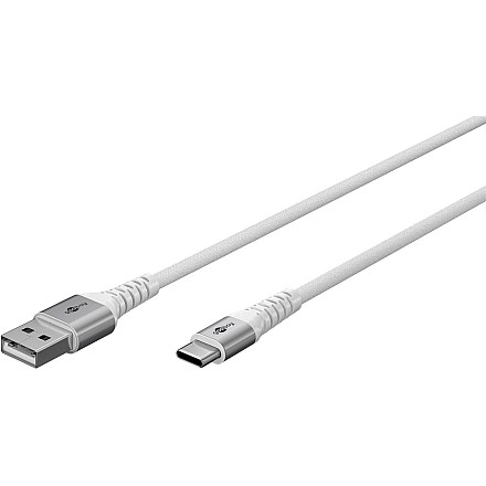 Goobay USB-кабель-C для USB-A Supersoft Textile з metalowymi wtyczkami, 2 m, білий | Goobay - 2