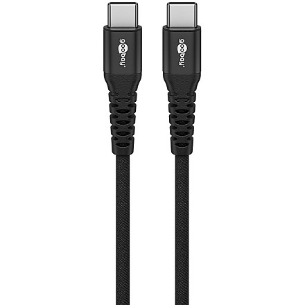 Goobay USB-кабель-C Supersoft Textile з metalowymi wtyczkami, 2 m, чорний - 3