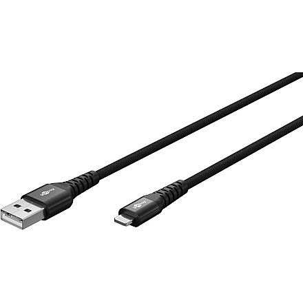 Goobay Кабель Lightning USB-A Supersoft Textile з metalowymi wtyczkami, 2 m, чорний - 2