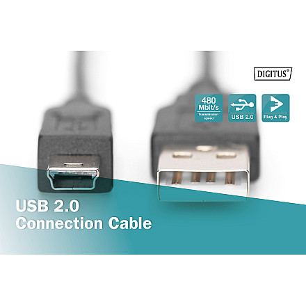 Kabel połączeniowy Digitus, 1,8 m | AK-300108-018-S | USB Typ A do USB Mini B - 2