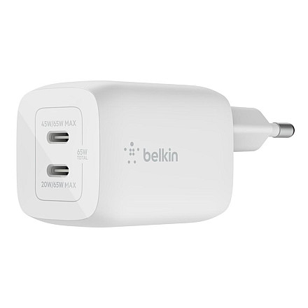 Podwójna зарядний пристрій настінна Belkin USB-C GaN PD PPS, 65 W | WCH013vfWH - 1