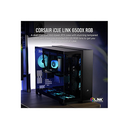 Corsair Dual Chamber PC Case | iCUE LINK 6500X RGB | Black | Mid Tower | Power supply included No | ATX - 12