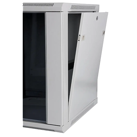 SOMI Networks | 22U, 19″ Sieciowa szafa ścienna | 22U-60/60FPC | Szara | Z przednimi szklanymi drzwiami; Niezmontowana | Głębokość: 60 cm - 4