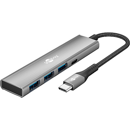 Goobay 76562 Slim 4-portowy koncentrator USB, USB-C auf USB-C™/USB-A, 5 Gbit/s, szary - 2