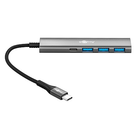 Goobay 76562 Slim 4-portowy koncentrator USB, USB-C auf USB-C™/USB-A, 5 Gbit/s, szary - 3