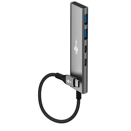 Goobay 76563 Slim 4-portowy koncentrator USB, USB-C™ auf USB-C™/USB-A, 5 Gbit/s, сірий - 2