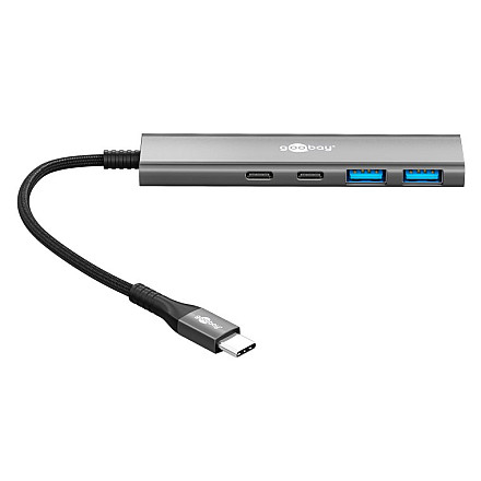 Goobay 76563 Slim 4-portowy koncentrator USB, USB-C™ auf USB-C™/USB-A, 5 Gbit/s, сірий - 3