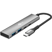 Goobay 76563 Slim 4-portowy koncentrator USB, USB-C™ auf USB-C™/USB-A, 5 Gbit/s, сірий
