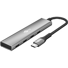Goobay 76564 Slim 4-portowy koncentrator USB, USB-C™ auf USB-C™, 5 Gbit/s, szary