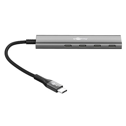 Goobay 76564 Slim 4-portowy koncentrator USB, USB-C™ auf USB-C™, 5 Gbit/s, szary - 3