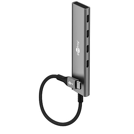 Goobay 76564 Slim 4-portowy koncentrator USB, USB-C™ auf USB-C™, 5 Gbit/s, szary - 2