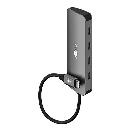 Goobay 76565 Slim 4-portowy koncentrator USB, USB-C™ auf USB-C™, 10 Gbit/s, сірий - 2
