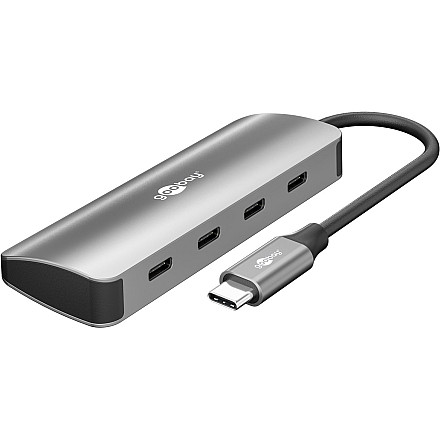 Goobay 76565 Slim 4-portowy koncentrator USB, USB-C™ auf USB-C™, 10 Gbit/s, сірий - 1