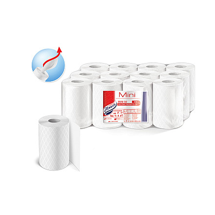 Ręcznik papierowy MINI ALMUSSO 50M 12SZT Biały - 1