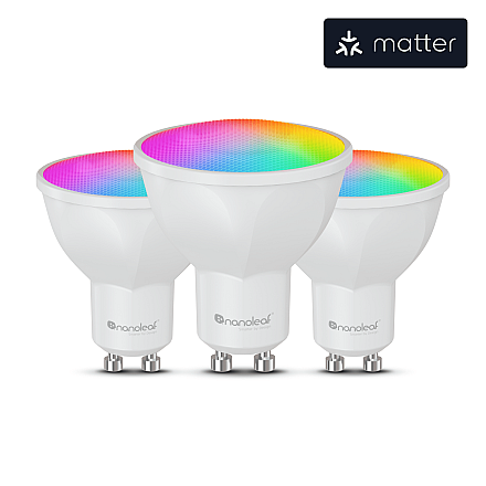 Nanoleaf Essentials Matter Wi-Fi GU10 Smart Bulb RGBCW 3pcs pack|Nanoleaf Essentials Matter Wi-Fi Smart Bulb, 3pcs|GU10|RGBCW - 3