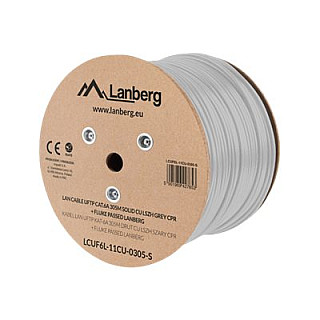 Lanberg Кабель LAN CAT.6A UFTP 305M Solid CU LSZH сірий CPR + Fluke Passed | LCUF6L-11CU-0305-S