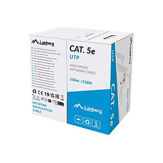 Lanberg Кабель LAN CAT.5E UTP 100M Solid CU Grey Fluke Passed | LCU5-12CU-0100-S