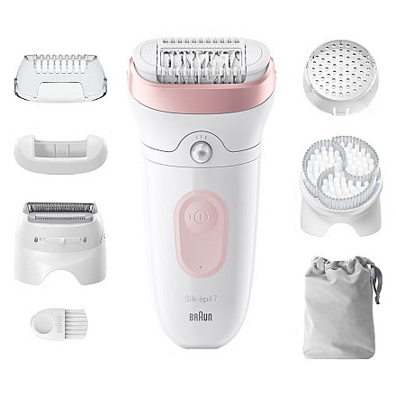 Епілятор Braun Silk-épil 7 7-060 бездротовий, вологий і сухий, 40 хвилин роботи, рожево-білий, ідеальний для делікатного видалення волосся - 1