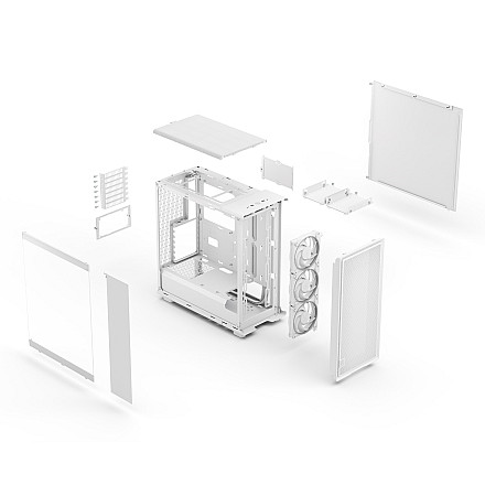 Obudowa Fractal Design Epoch w białym kolorze z przezroczystym tintem RGB, ATX, bez zasilacza, elegancki i nowoczesny design dla Twojego komputera - 12