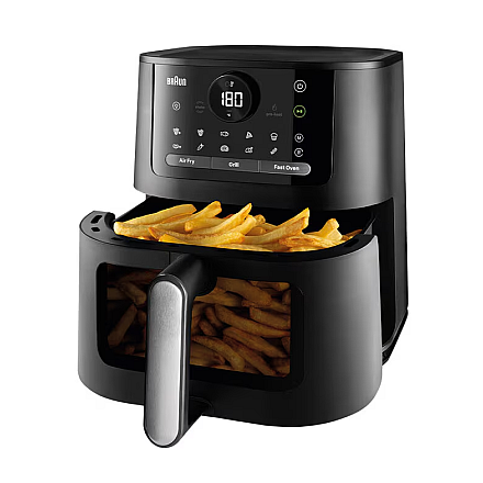 Фритюрниця повітряна Braun MultiFry 5 HF5073, потужність 2000 W, об'єм 6 л, колір чорний, 20 програм, легка в чищенні, автоматичне вимкнення - 2