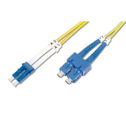 Digitus | Kabel krosowy | Światłowód | Męski | LC jednomodowy | Męski | SC jednomodowy | Żółty | 1 m - 1